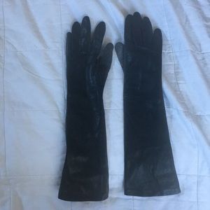 Long black leather gloves